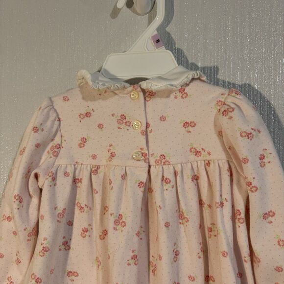 Ralph Lauren Baby Girl Set Long Sleeve Dress Bloomers Pink Flowers Collar 9 mo - Picture 8 of 16